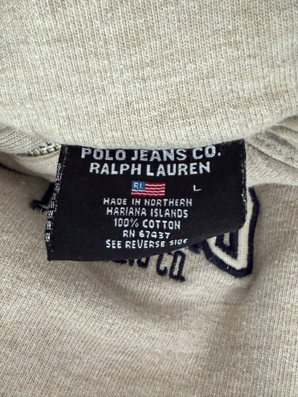 Vintage Polo Jeans Co Ralph Lauren Quarter Zip Sweatshirt Beige L Y2K